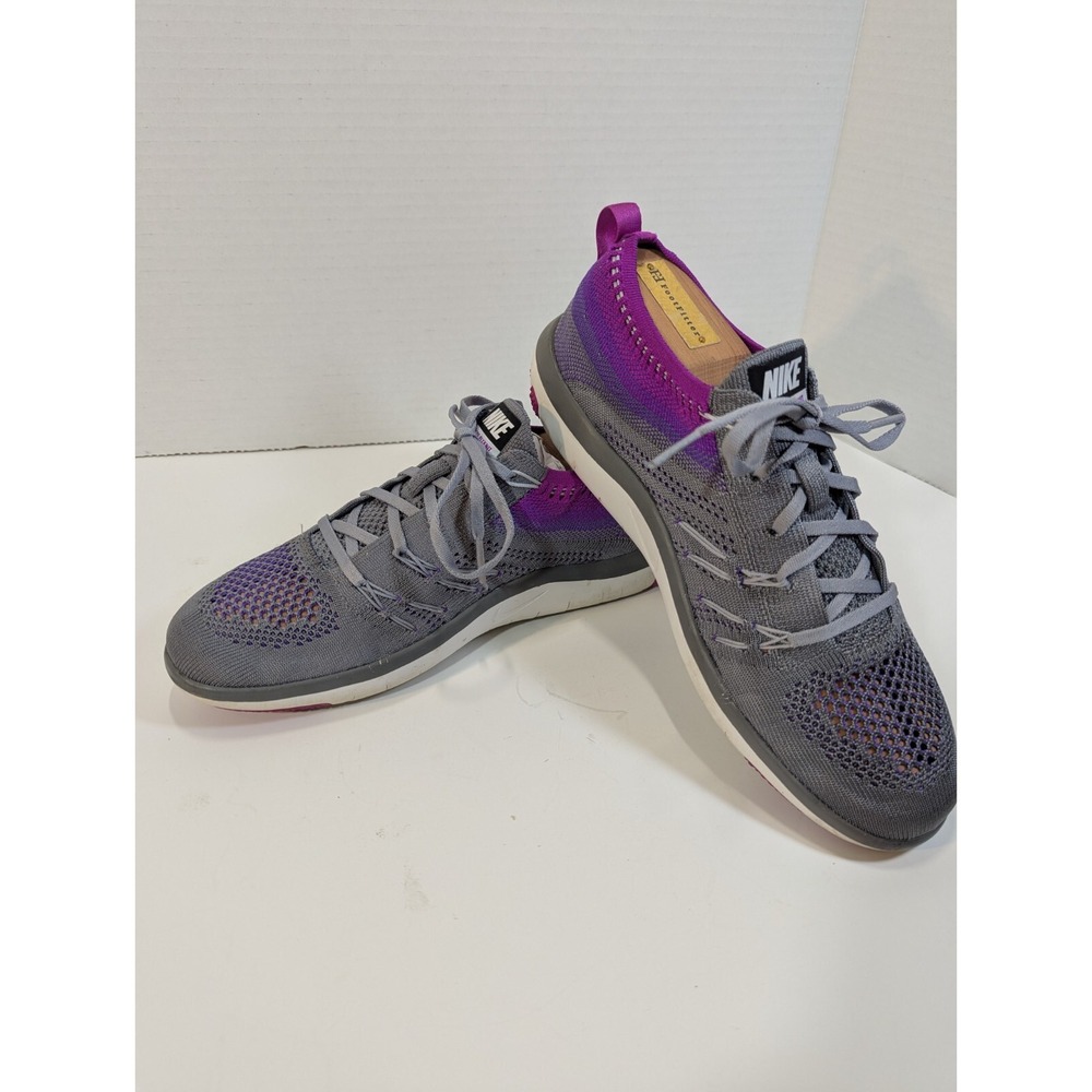 Nike Free RN Flyknit Women's Running Shoes Gray Purple US‎ 7 EU 38 - Picture 4 of 10